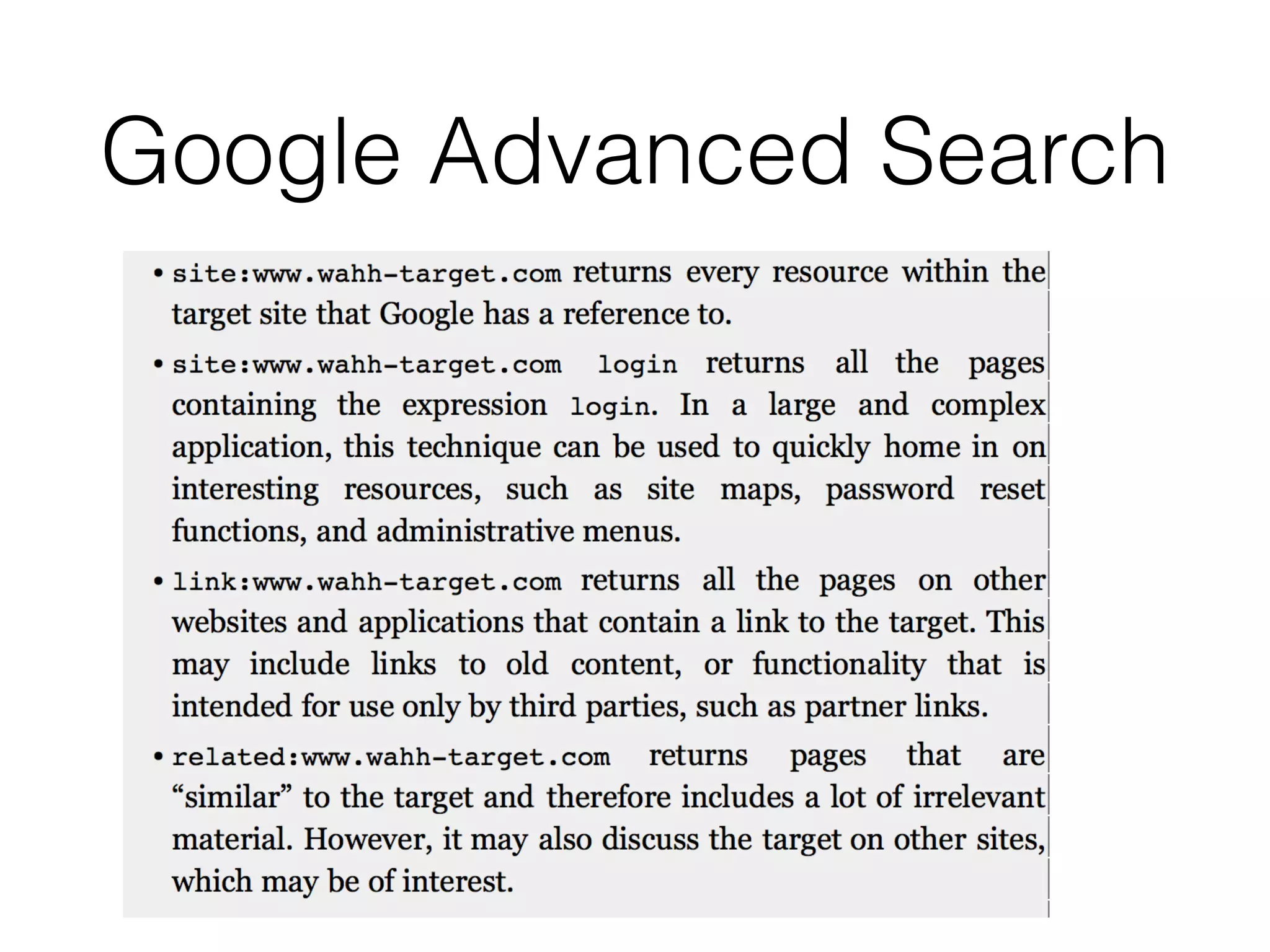 Google Advanced Search
 