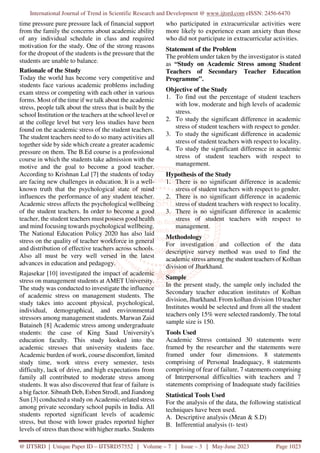 Study on Academic Stress among Student Teachers of Secondary Teacher ...