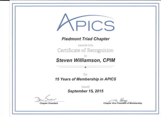 APICS 15 Years