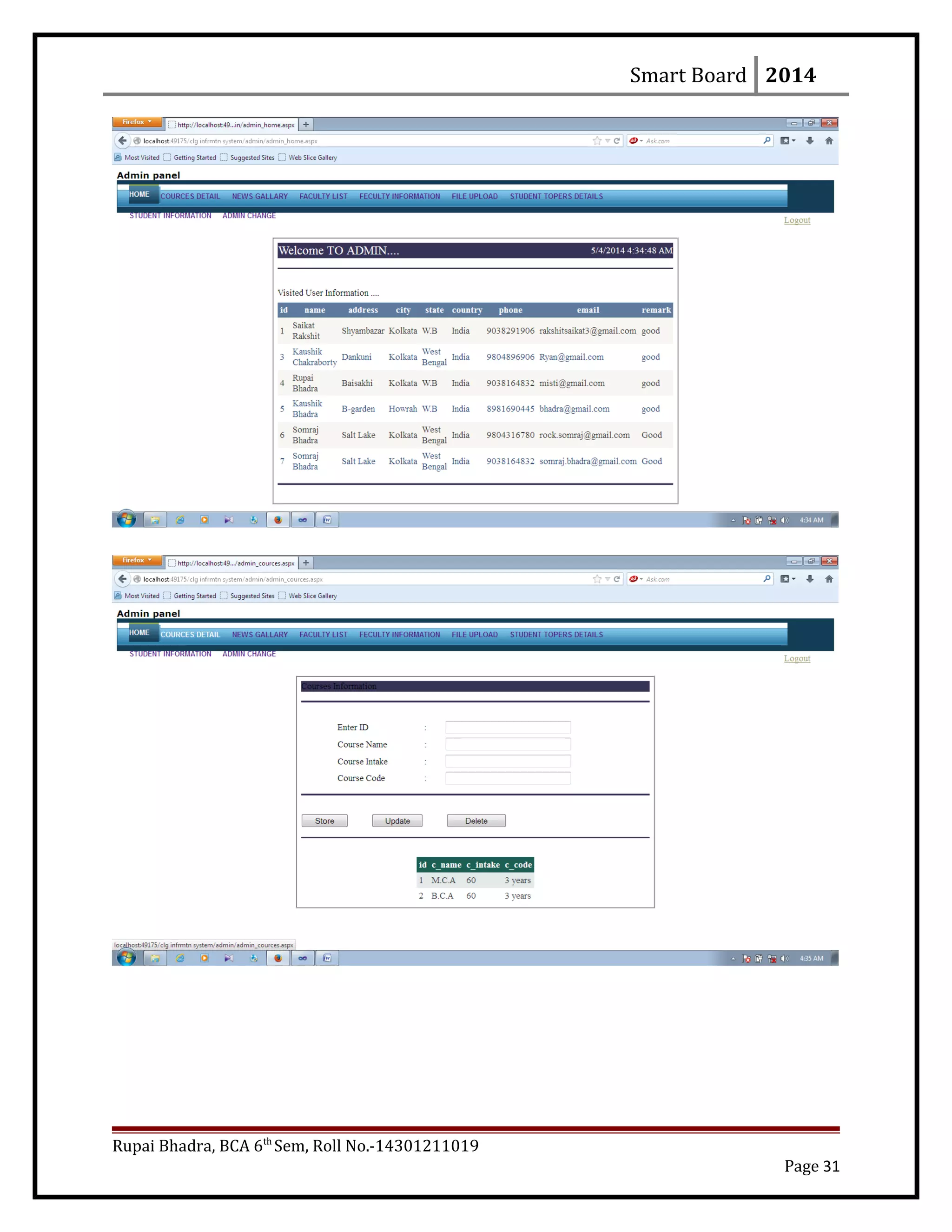 Smart Board 2014
Rupai Bhadra, BCA 6th
Sem, Roll No.-14301211019
Page 31
 