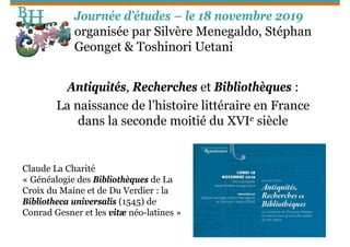 Projet Bibliothèques françaises de La croix du Maine et de Du Verdier 