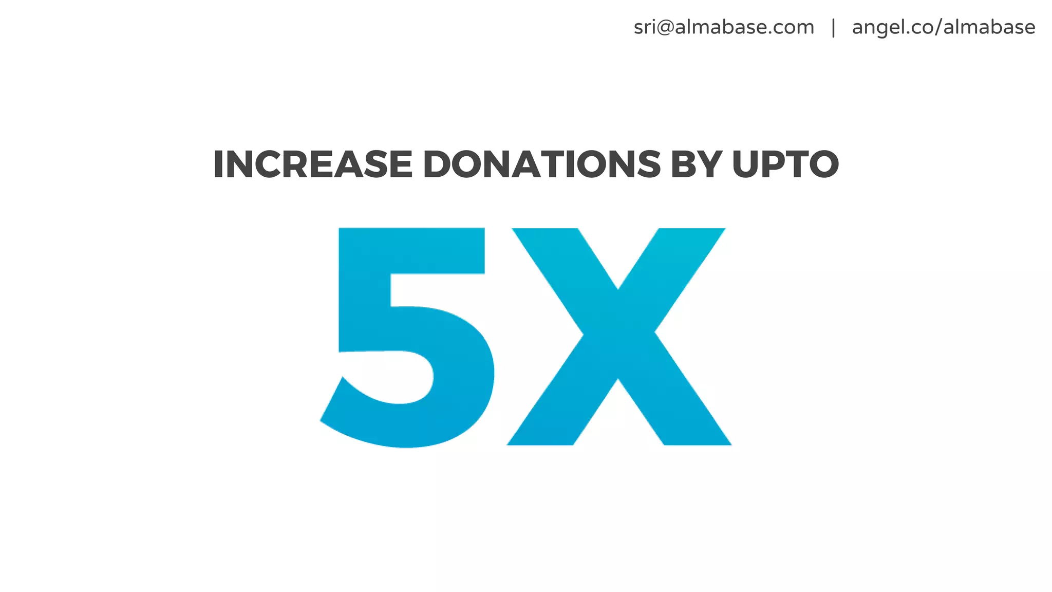 sri@almabase.com | angel.co/almabase
INCREASE DONATIONS BY UPTO
