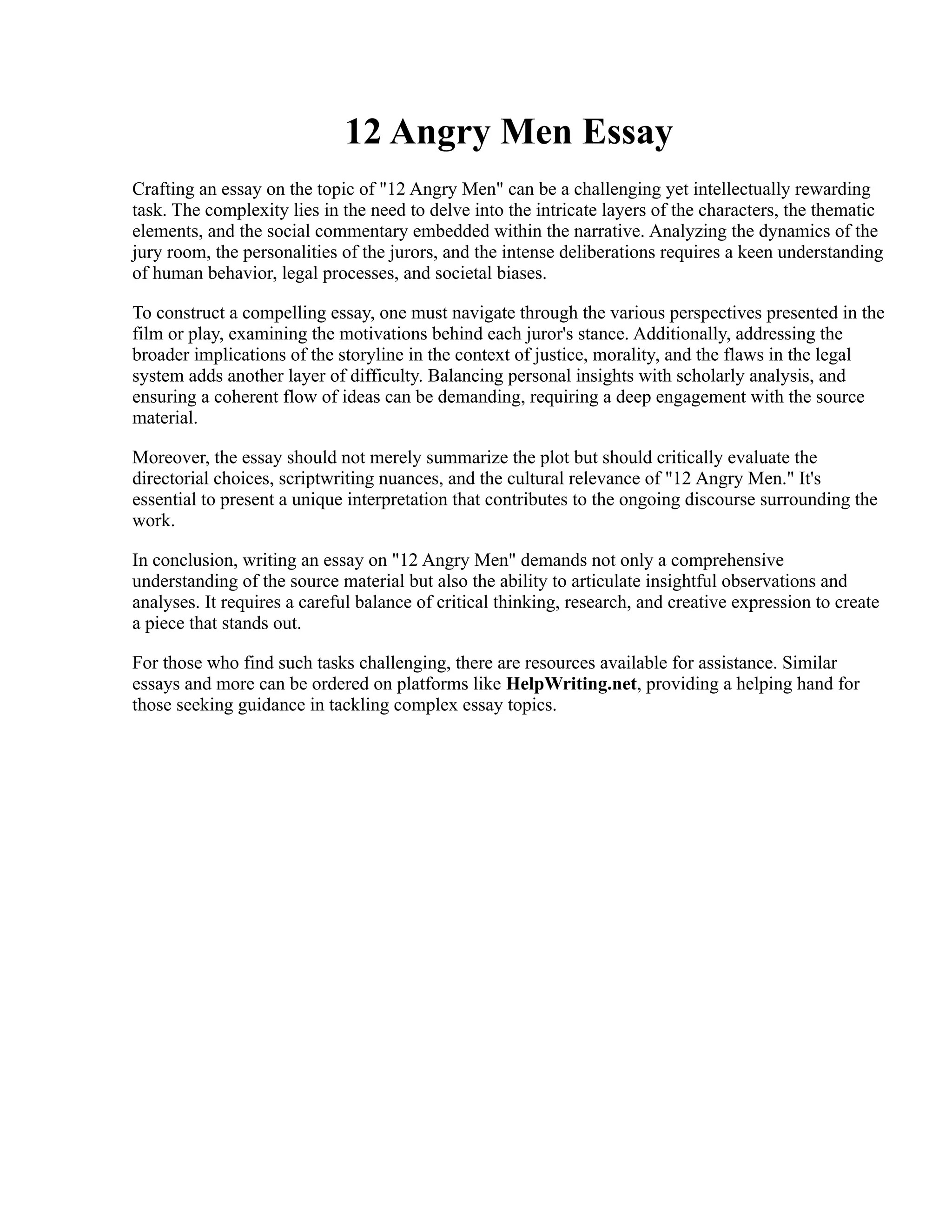 12 Angry Men Essay PDF 12 angry men essay pdf