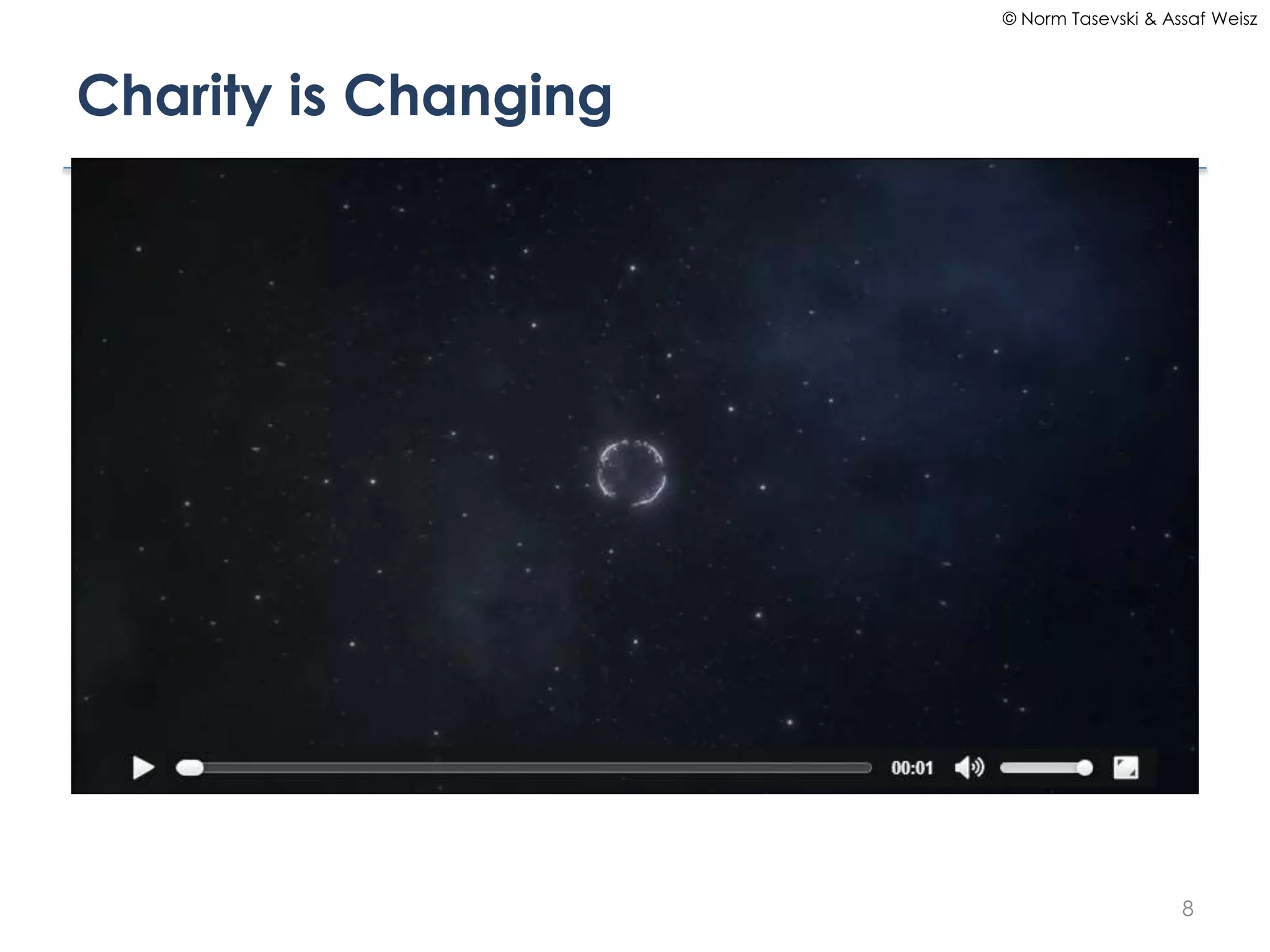 © Norm Tasevski & Assaf Weisz

Charity is Changing

8

 