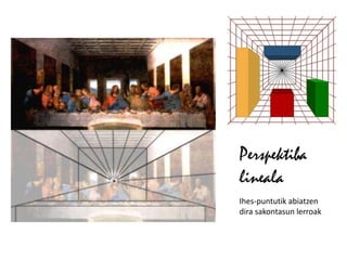 Perspektiba
lineala
Ihes-puntutik abiatzen
dira sakontasun lerroak
 