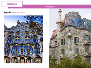 Arquitectura
España. Gaudí. Casa Batlló
MODERNISMO
 
