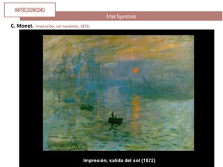 Artes figurativas
C. Monet. Impresión, sol naciente, 1872.
IMPRESIONISMO
 