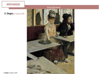 E. Degas: El ajenjo. 1876
Artes figurativas
E. Degas. El ajenjo, 1876.
IMPRESIONISMO
 