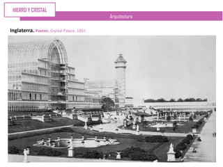 Arquitectura
Inglaterra. Paxton. Crystal Palace. 1851
HIERRO Y CRISTAL
 