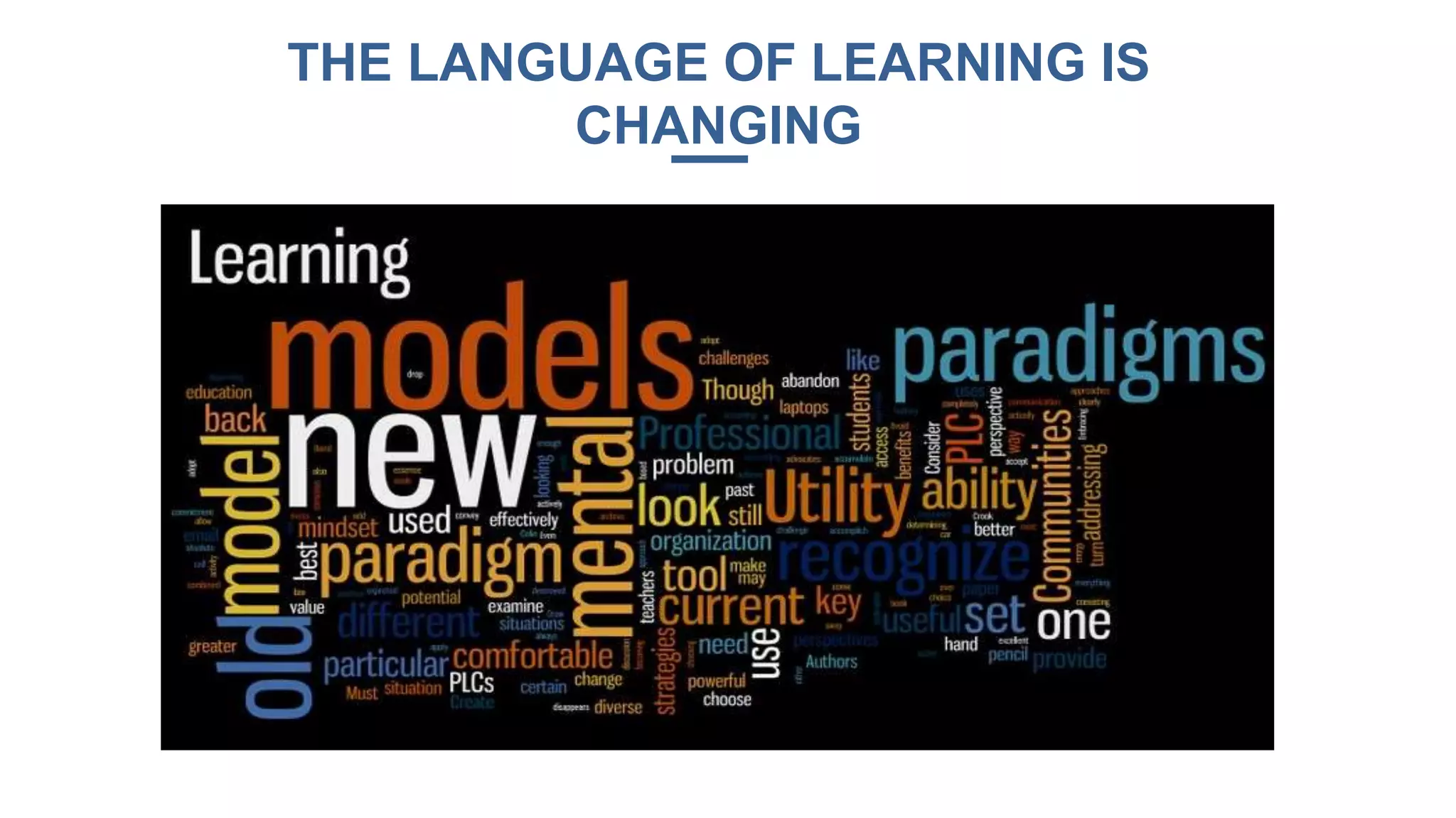THE LANGUAGE OF LEARNING IS
CHANGING
 