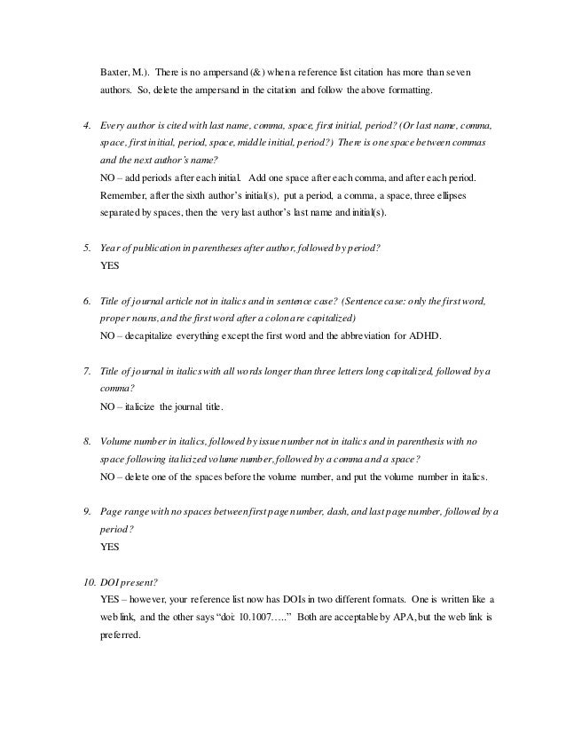 formatting a reference list