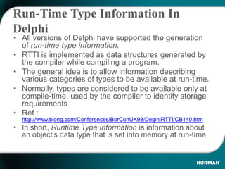 Run Time Types Delphi | PPTX