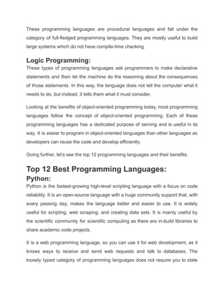 12 best programming languages for web & app development | PDF