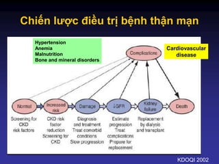 Chiến lược điều trị bệnh thận mạn
Hypertension
Anemia
Malnutrition
Bone and mineral disorders
Cardiovascular
disease
KDOQI 2002
 