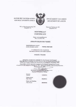 Trade Test Certificate (Welder)