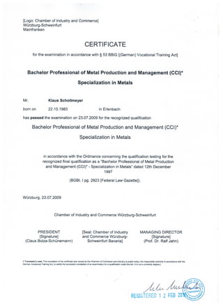 Certificate CCI