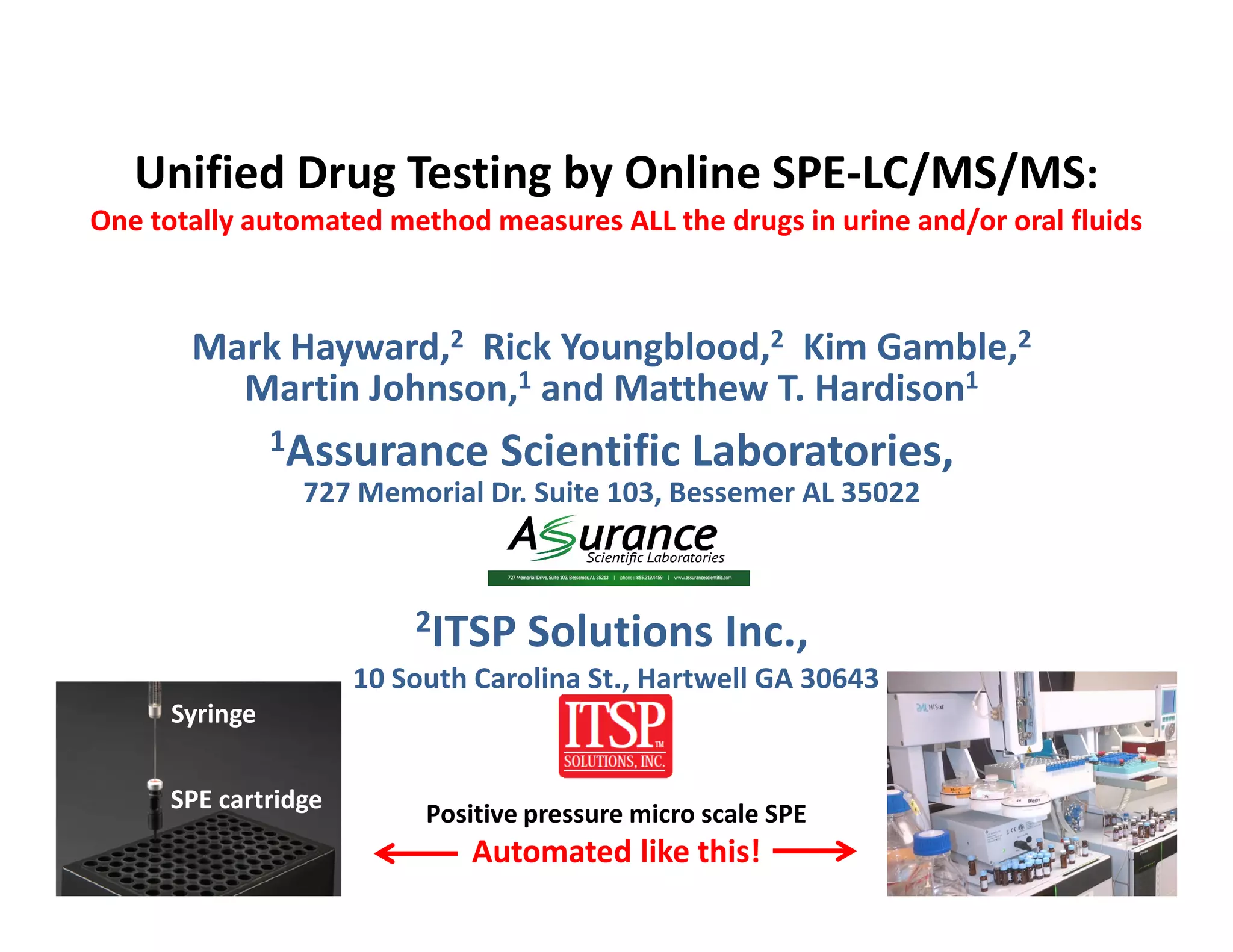 UnifiedDrugAnalysis_Hayward_HPLC2016 PPT