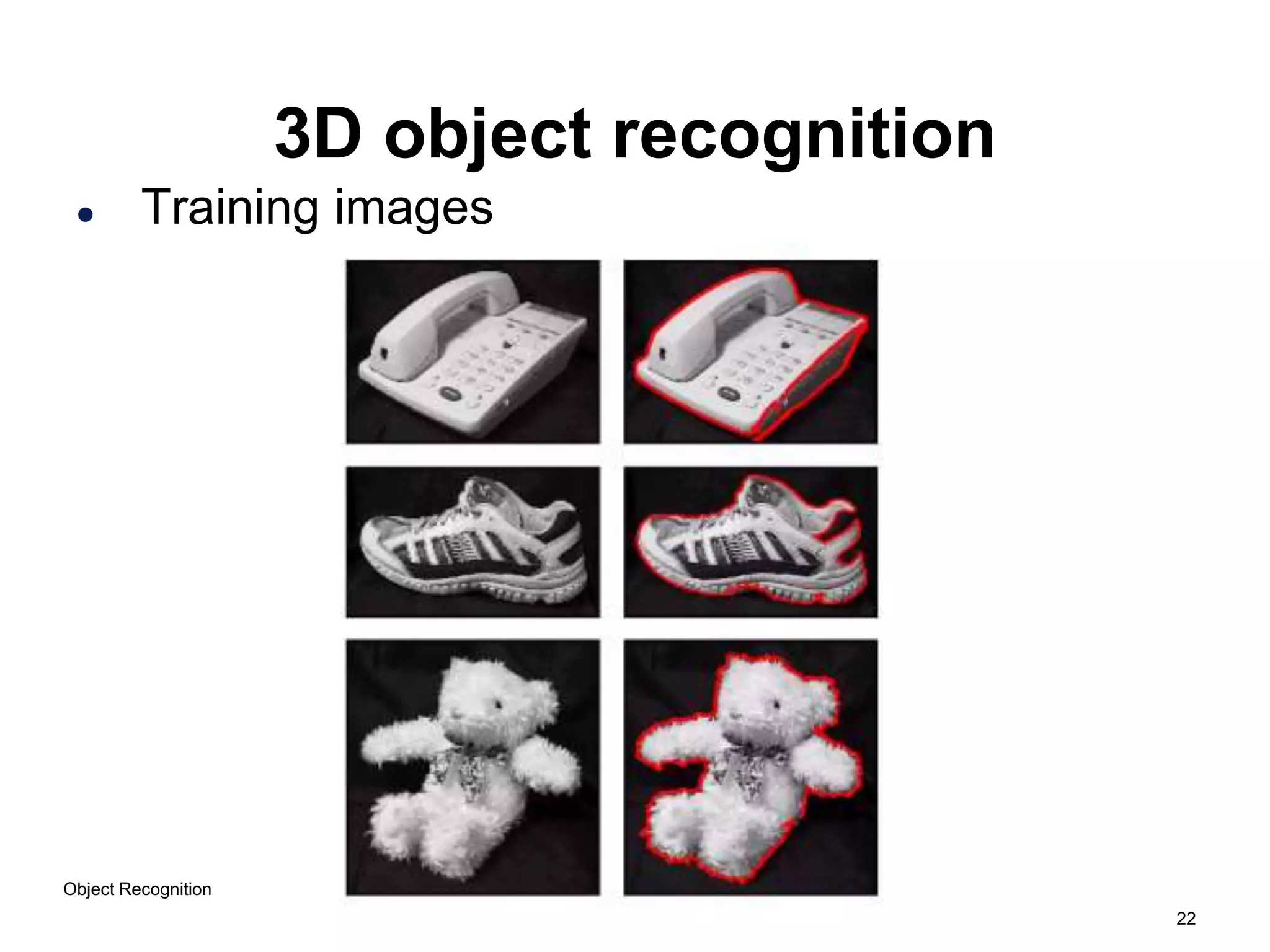 22
3D object recognition
 Training images
Object Recognition
 