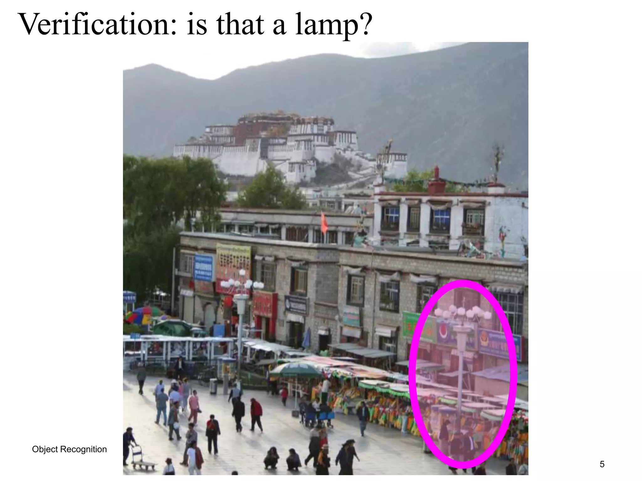 5
Verification: is that a lamp?
Object Recognition
 