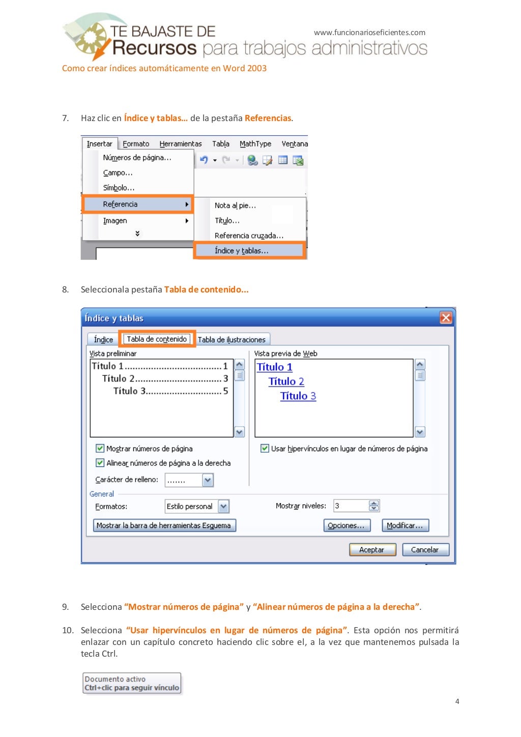 Como crear índices automáticamente en word 2003 - Tutorial  