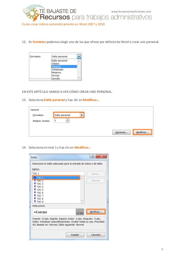 Cómo crear índices automáticamente en Word 2007 y 2010