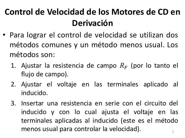 control de velocidad de un motor cd en derivacion