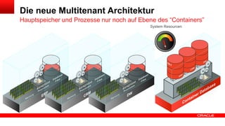 Oracle Datenbank Architektur
Jede Instanz benötigt Hauptspeicher, Prozesse und DB-Dateien
System Resourcen

 