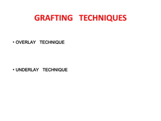 GRAFTING TECHNIQUES
• OVERLAY TECHNIQUE
• UNDERLAY TECHNIQUE
 