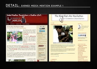 Deta i l : Earned medi a mention exampl e 1 
 
