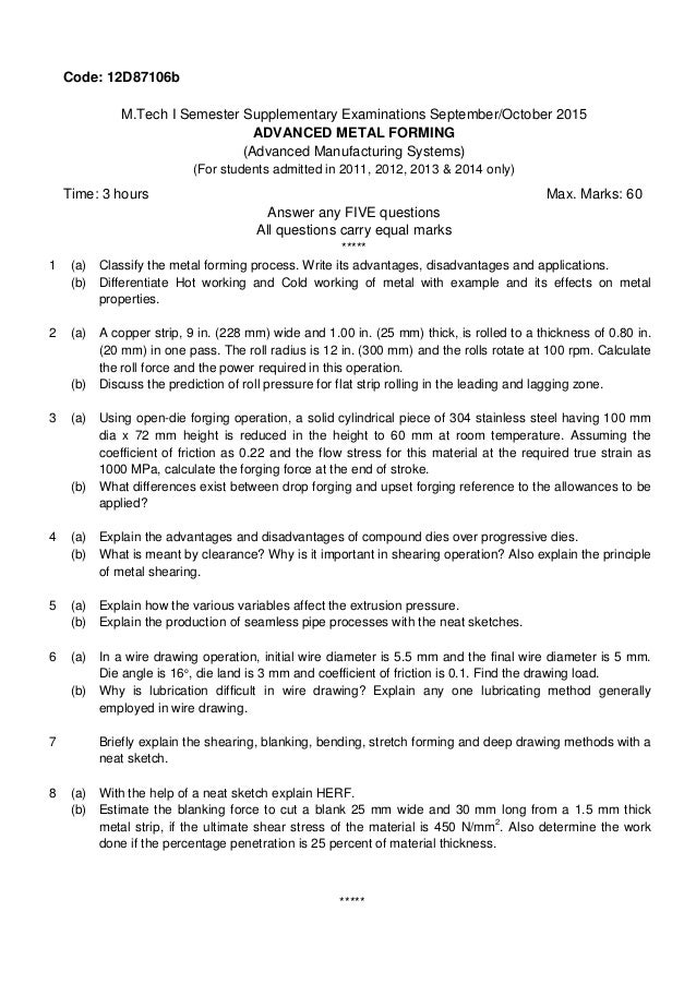 advanced metal forming previous question papers