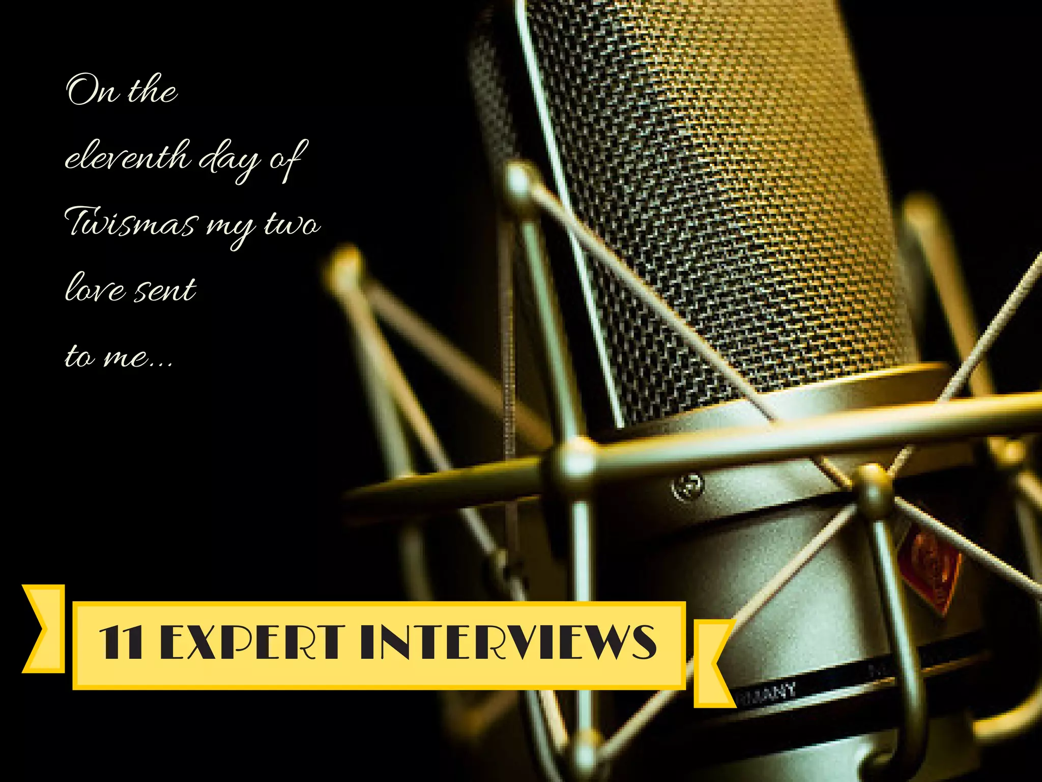 On the
eleventh day of
Twismas my two
love sent
to me...
11 EXPERT INTERVIEWS