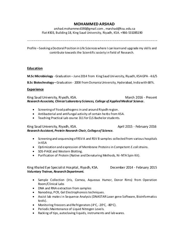 Mohammed Arshad Cv 19 10 16