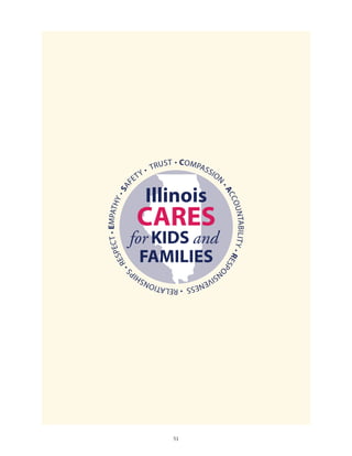 51
• COMPASSION
•ACCOUNTABILITY•RESPO
NSIVENESS•RELATIONSHIP
S
•RESPECT•EMPATHY•SAF
ETY • TRUST
Illinois
CARES
for.KIDS and.
FAMILIES
 