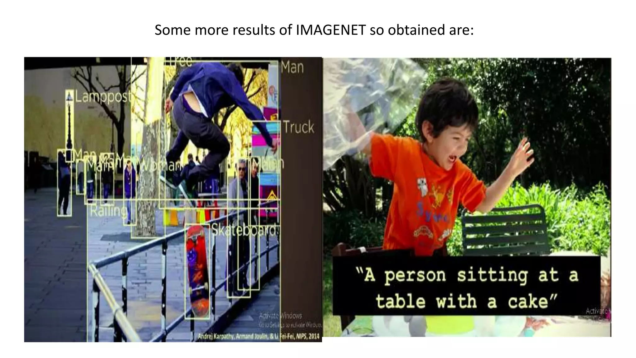 Some more results of IMAGENET so obtained are:
 