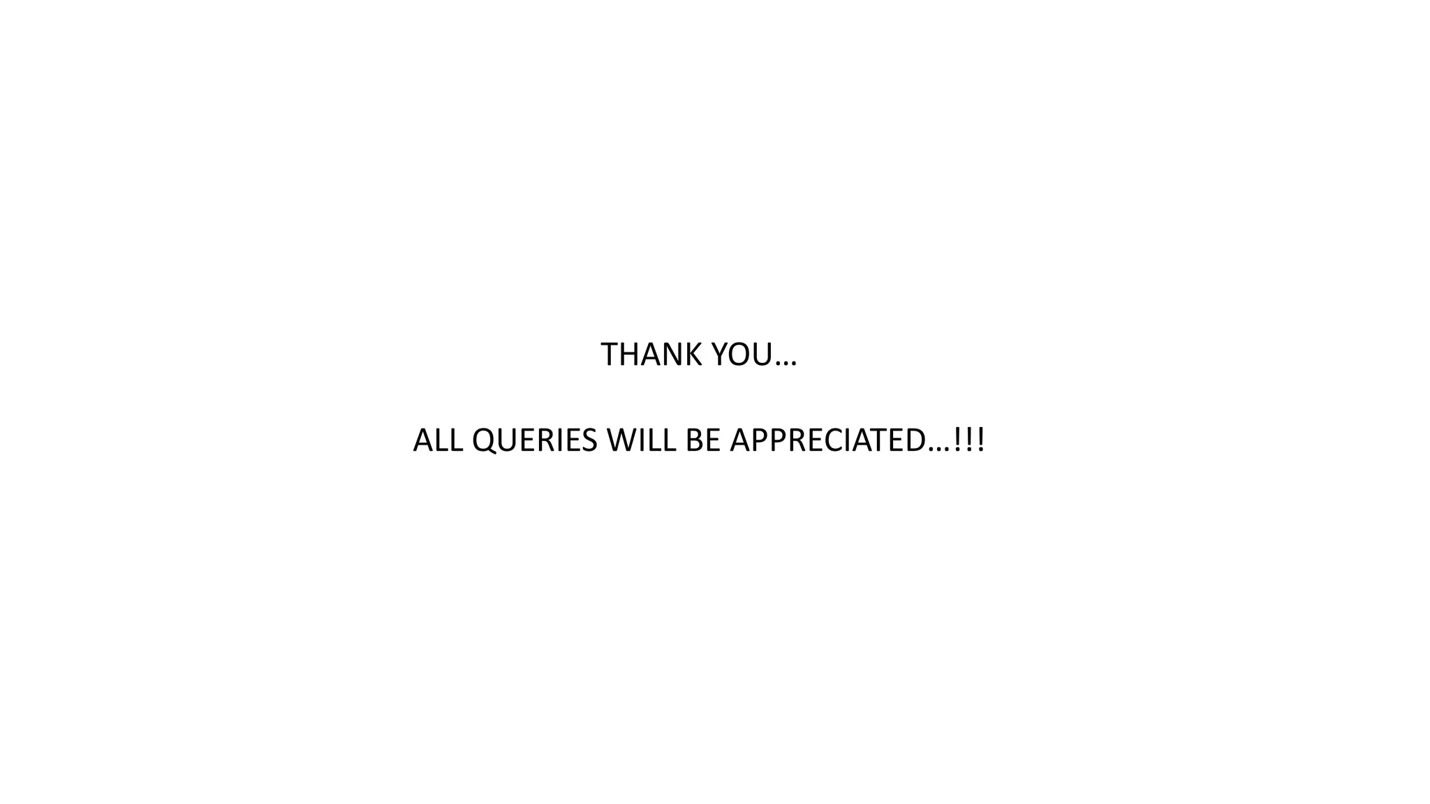 THANK YOU…
ALL QUERIES WILL BE APPRECIATED…!!!
 