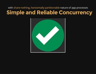 with share-nothing, horizontally partitionable nature of app processes
Simple and Reliable Concurrency
 