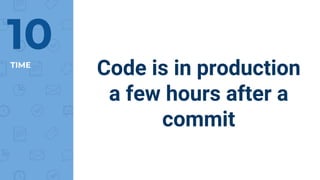 TIME
10
Code is in production
a few hours after a
commit
 