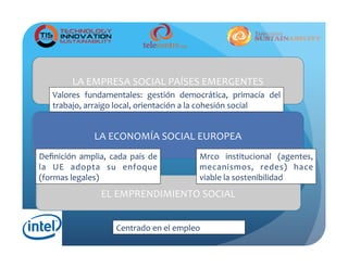 LA	
  EMPRESA	
  SOCIAL	
  EN	
  PAÍSES	
  EMERGENTES	
  
LA	
  ECONOMÍA	
  SOCIAL	
  EUROPEA	
  
EL	
  EMPRENDIMIENTO	
  ...