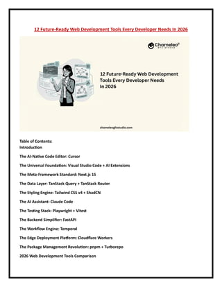 12 Future-Ready Web Development Tools Every Developer Needs In 2026 | PDF