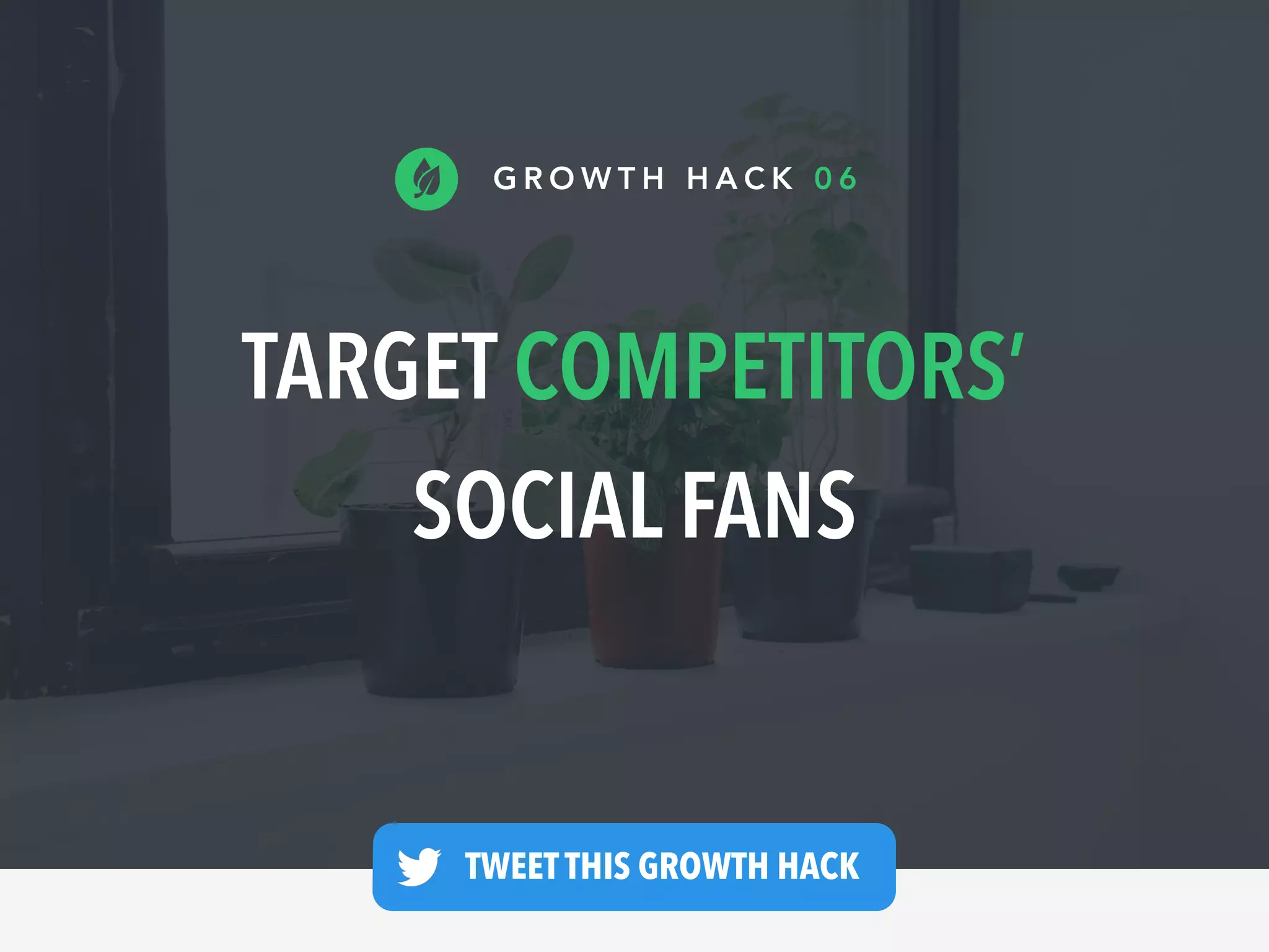 TARGET COMPETITORS’
SOCIAL FANS
G R O W T H H A C K 0 6
TWEET THIS GROWTH HACK —
 