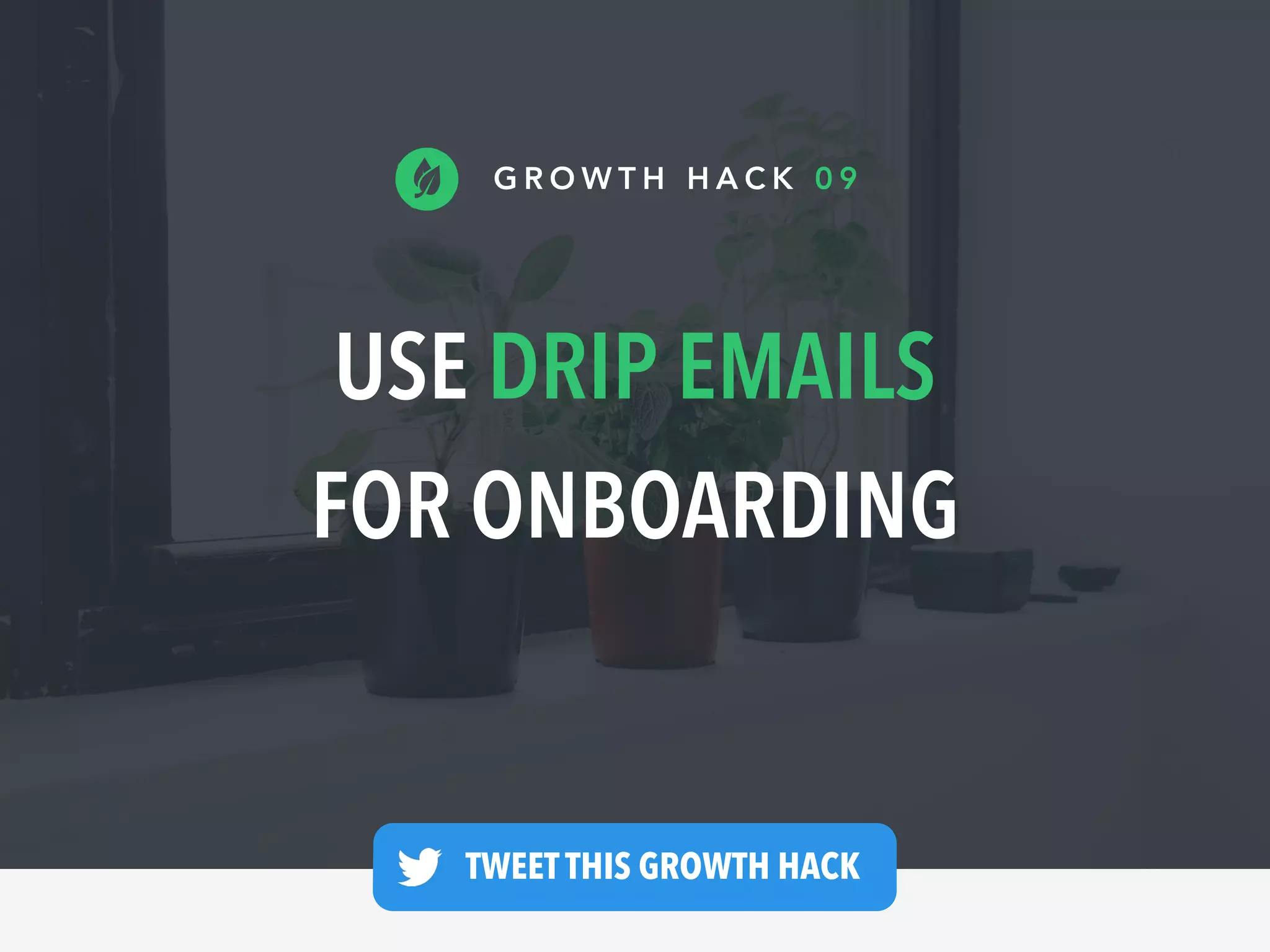 USE DRIP EMAILS
FOR ONBOARDING
G R O W T H H A C K 0 9
TWEET THIS GROWTH HACK —
 