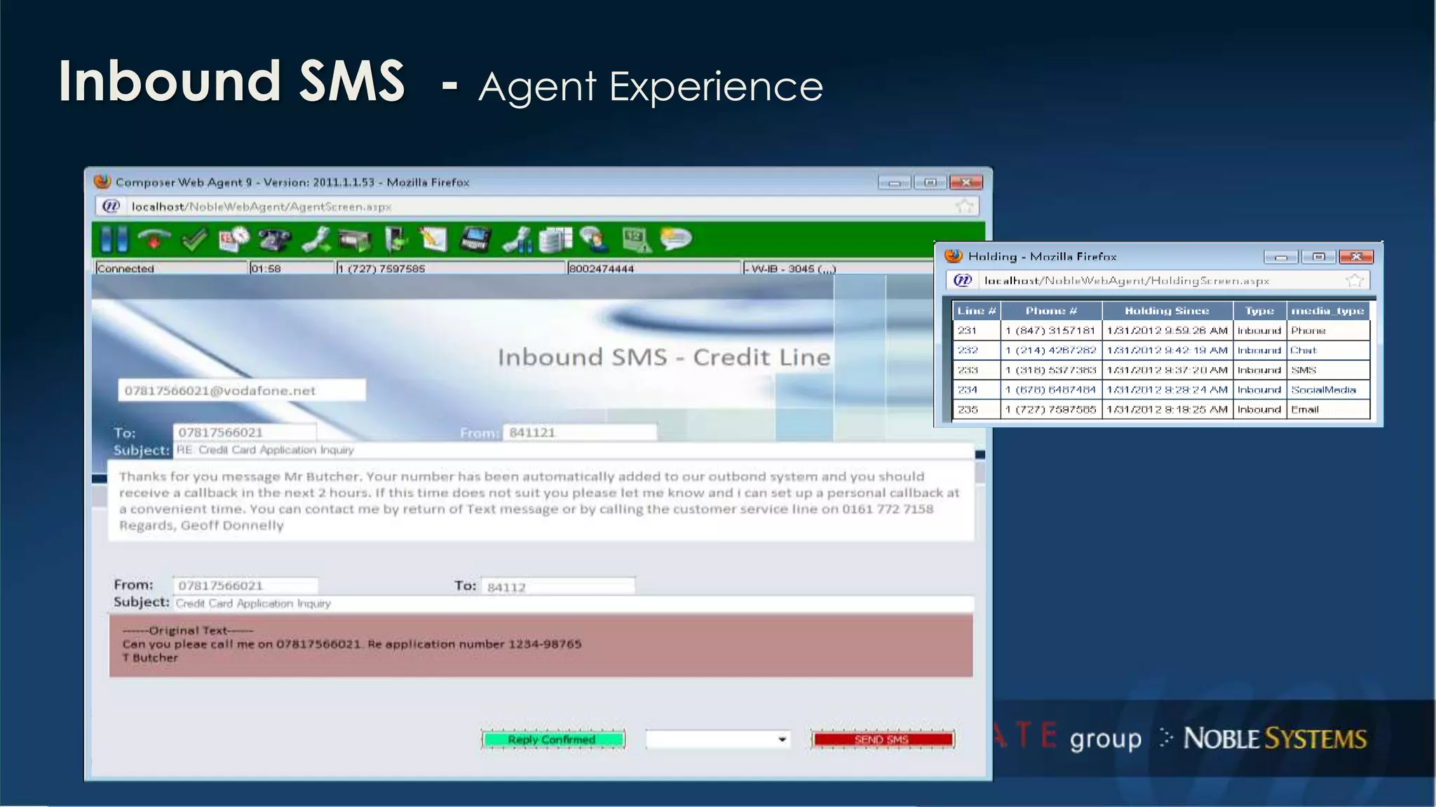 Inbound SMS - Agent Experience 
 