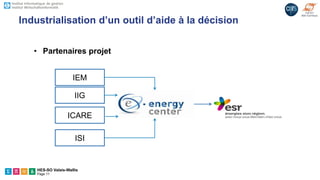 HES-SO Valais-Wallis
Page 11
Industrialisation d’un outil d’aide à la décision
• Partenaires projet
IEM
ICARE
IIG
ISI
 