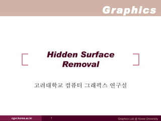 Hidden Surface Removal 고려대학교 컴퓨터 그래픽스 연구실 