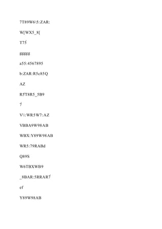 7T89W65:ZAR:
W[WX5_8[
T75̀
ggggg
a55:4567895
b:ZAR:R5c85Q
AZ
R5̂T8R5_5B9
7̀
V:WR5W7:AZ
VBBA9W98AB
WBX:Y89W98AB
WR5:79RABd
Q89S
W6TBXWB9
_8BAR:5RRAR7̀
ef
Y89W98AB
 