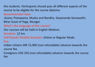 Teaching Methodology of Hatha Yoga Teacher Training Course pptx