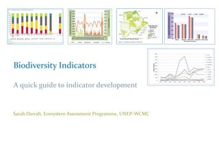 Biodiversity Indicators
A quick guide to indicator development
Sarah Darrah, Ecosystem Assessment Programme, UNEP-WCMC
 