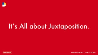 Experience Lab 2017 | 11.08– 11.10 2017
D
It’s All about Juxtaposition.
 