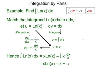 Uvvdu 13 integration by parts x | PPTX