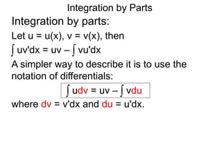 Uvvdu 13 integration by parts x | PPTX